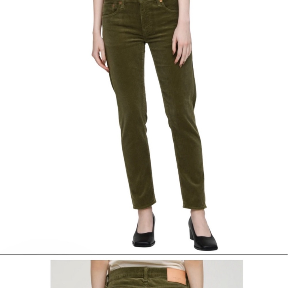 Moussy Ailey Courduroy pant in Khaki green size 25 NWT